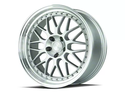 Aodhan AH02 Silver with Machined Lip Wheel; 18x9.5; 30mm Offset (10-14 Mustang)