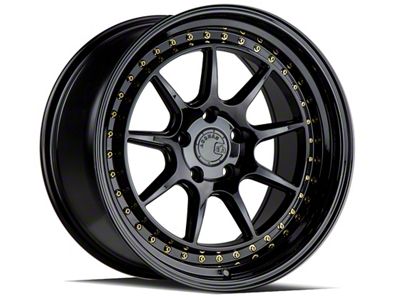 Aodhan DS-X Gloss Black with Gold Rivets Wheel; 18x8.5; 35mm Offset (10-14 Mustang GT w/o Performance Pack, V6)