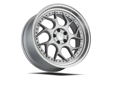Aodhan DS01 Silver Machined Lip with Chrome Rivets Wheel; 18x8.5; 35mm Offset (10-14 Mustang GT w/o Performance Pack, V6)
