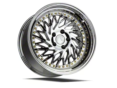 Aodhan DS03 Vacuum Chrome with Gold Rivets Wheel; Driver Side; 18x9.5; 30mm Offset (10-14 Mustang)