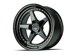 Aodhan DS05 Gloss Black with Gold Rivets Wheel; 18x9.5; 30mm Offset (10-14 Mustang)
