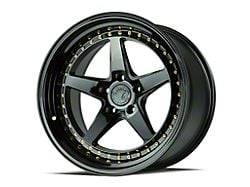Aodhan DS05 Gloss Black with Gold Rivets Wheel; Rear Only; 18x10.5; 22mm Offset (10-14 Mustang)