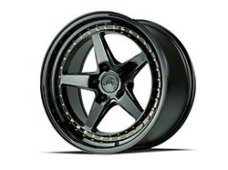 Aodhan DS05 Gloss Black with Gold Rivets Wheel; Rear Only; 18x9.5; 22mm Offset (10-14 Mustang)