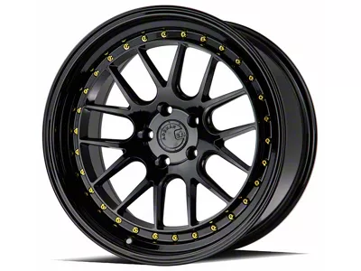 Aodhan DS06 Gloss Black with Gold Rivets Wheel; Rear Only; 19x9.5; 22mm Offset (10-14 Mustang)