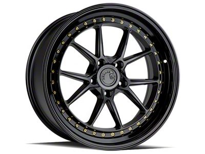 Aodhan DS08 Gloss Black with Gold Rivets Wheel; 19x9.5; 30mm Offset (10-14 Mustang)