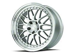 Aodhan AH02 Silver with Machined Lip Wheel; 18x9.5; 30mm Offset (15-23 Mustang GT, EcoBoost, V6)