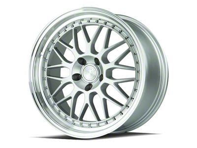 Aodhan AH02 Silver with Machined Lip Wheel; 18x9.5; 30mm Offset (15-23 Mustang GT, EcoBoost, V6)