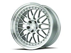 Aodhan AH02 Silver with Machined Lip Wheel; Rear Only; 19x9.5; 12mm Offset (15-23 Mustang)