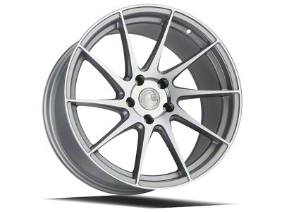 Aodhan AH09 Gloss Silver Machined Face Wheel; Driver Side; 18x9.5; 35mm Offset (15-23 Mustang GT, EcoBoost, V6)