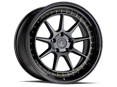 Aodhan DS-X Gloss Black with Gold Rivets Wheel; 19x8.5 (15-23 Mustang GT, EcoBoost, V6)