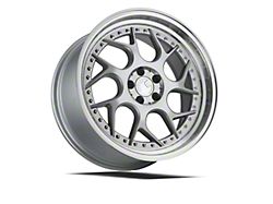 Aodhan DS01 Silver Machined Lip with Chrome Rivets Wheel; 18x8.5; 35mm Offset (15-23 Mustang EcoBoost w/o Performance Pack, V6)