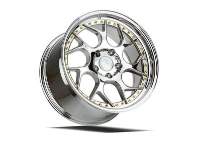 Aodhan DS01 Vacuum Chrome with Gold Rivets Wheel; 18x8.5; 35mm Offset (15-23 Mustang EcoBoost w/o Performance Pack, V6)