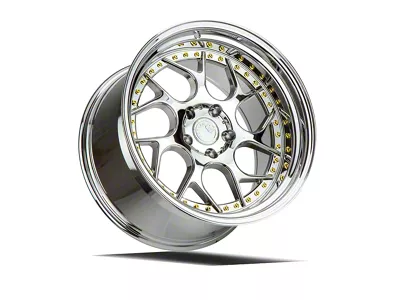 Aodhan DS01 Vacuum Chrome with Gold Rivets Wheel; 18x9.5; 30mm Offset (15-23 Mustang GT, EcoBoost, V6)