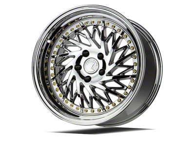 Aodhan DS03 Vacuum Chrome with Gold Rivets Wheel; Passenger Side; 18x9.5; 30mm Offset (15-23 Mustang GT, EcoBoost, V6)