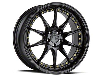 Aodhan DS07 Gloss Black with Gold Rivets Wheel; 19x8.5; 35mm Offset (15-23 Mustang GT, EcoBoost, V6)