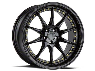 Aodhan DS07 Gloss Black with Gold Rivets Wheel; 19x8.5 (15-23 Mustang GT, EcoBoost, V6)