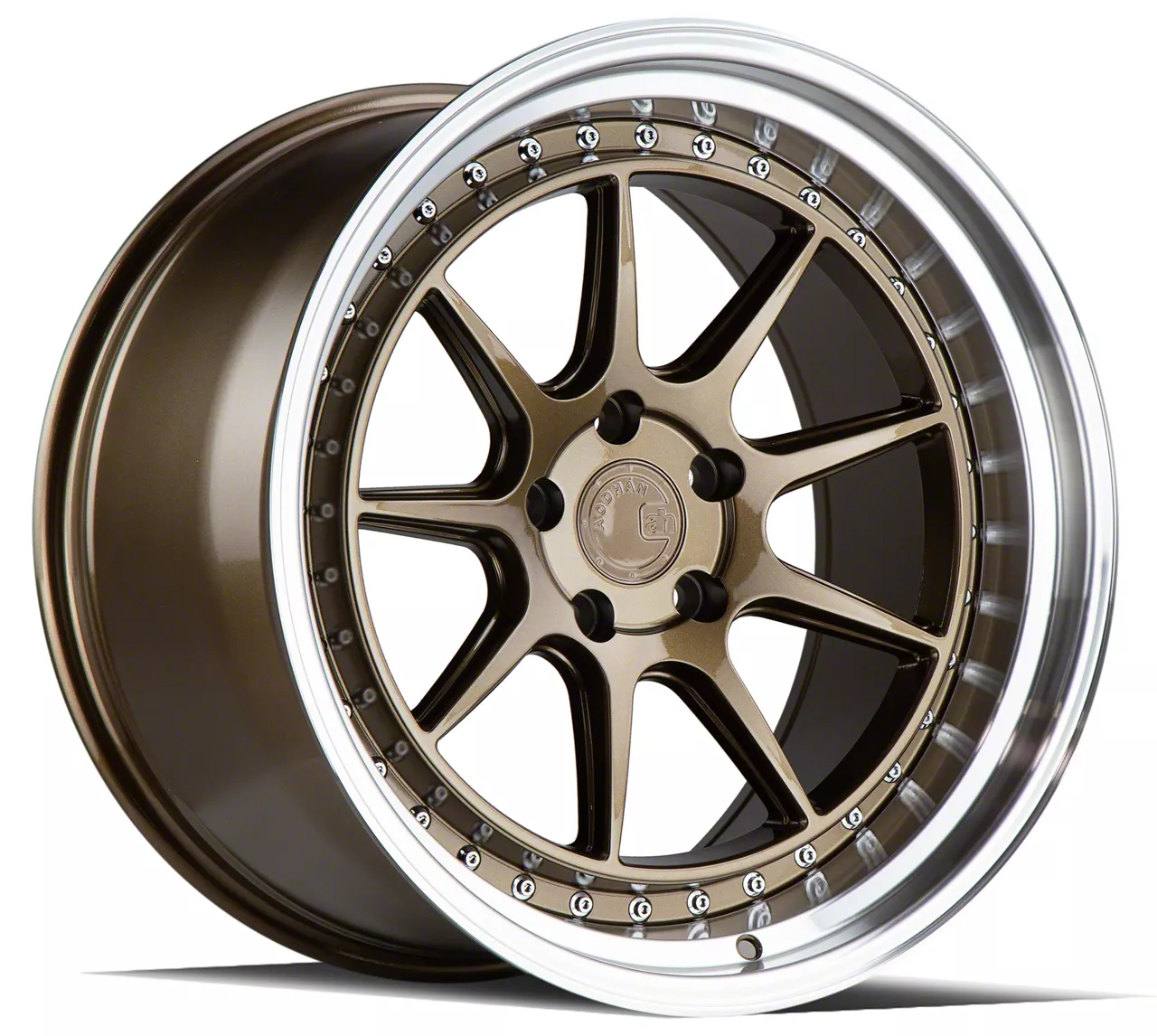 【新品、本物、当店在庫だから安心】 Aodhan Mustang DS-X Gloss Black with Gold Rivets Wheel; 18x9 指輪・リング