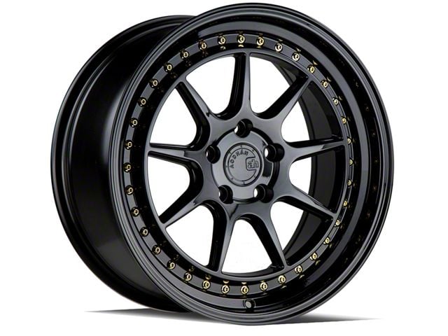 Aodhan DS-X Gloss Black with Gold Rivets Wheel; 18x9.5 (94-98 Mustang)