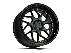 Aodhan DS01 Gloss Black with Gold Rivets Wheel; 18x8.5; 35mm Offset (94-98 Mustang)