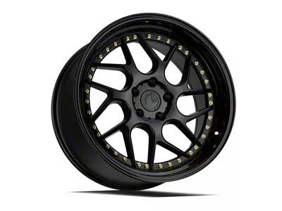 Aodhan DS01 Gloss Black with Gold Rivets Wheel; 18x8.5; 35mm Offset (94-98 Mustang)