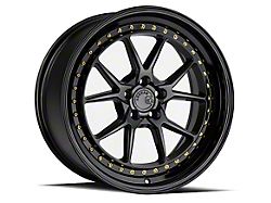 Aodhan DS08 Gloss Black with Gold Rivets Wheel; 18x8.5; 35mm Offset (99-04 Mustang)