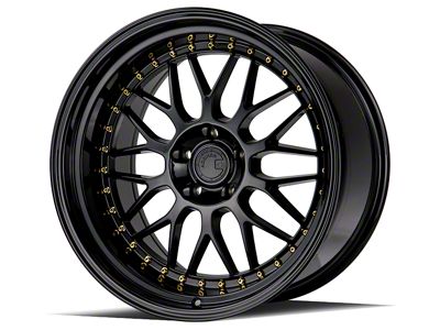 Aodhan AH02 Gloss Black with Gold Rivets Wheel; Rear Only; 19x11; 22mm Offset (24-25 Mustang)