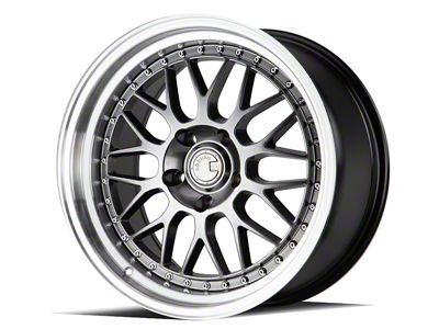Aodhan AH02 Hyper Black with Machined Lip Wheel; 18x9.5; 30mm Offset (24-25 Mustang GT, EcoBoost)