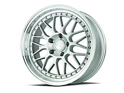 Aodhan AH02 Silver with Machined Lip Wheel; 18x8.5; 35mm Offset (24-25 Mustang EcoBoost w/o Performance Pack)