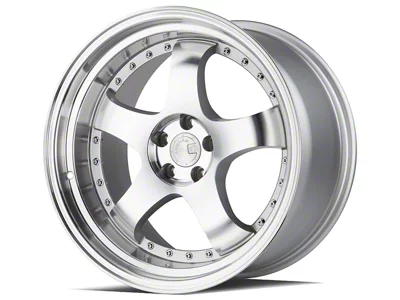 Aodhan AH03 Silver with Machined Face Wheel; Rear Only; 19x9.5; 22mm Offset (24-25 Mustang)