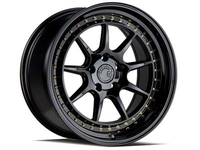 Aodhan DS-X Gloss Black with Gold Rivets Wheel; 18x8.5 (2024 Mustang EcoBoost w/o Performance Pack)
