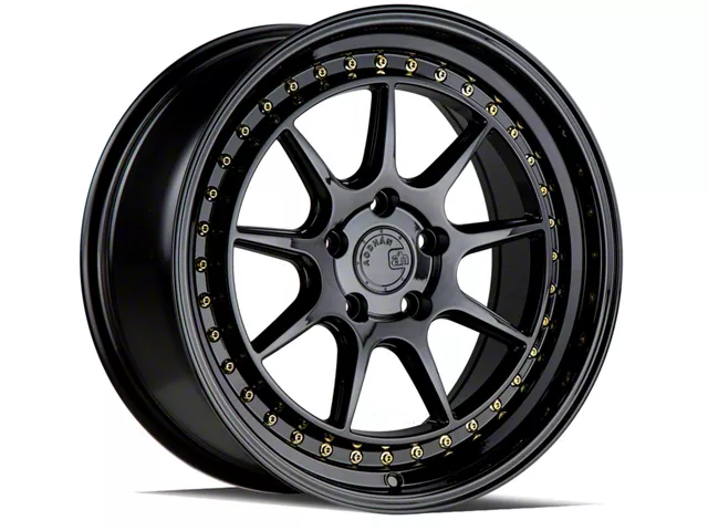 Aodhan DS-X Gloss Black with Gold Rivets Wheel; 18x9.5 (99-04 Mustang)