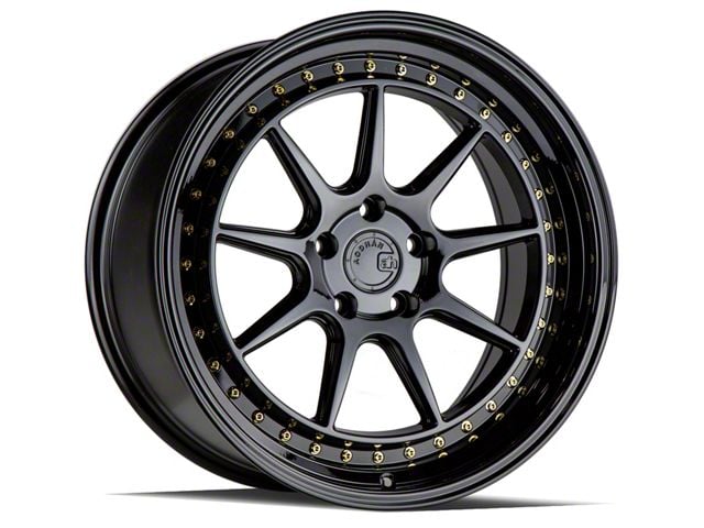 Aodhan DS-X Gloss Black with Gold Rivets Wheel; 19x8.5 (2024 Mustang)
