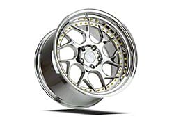 Aodhan DS01 Vacuum Chrome with Gold Rivets Wheel; Rear Only; 19x9.5; 22mm Offset (24-25 Mustang)