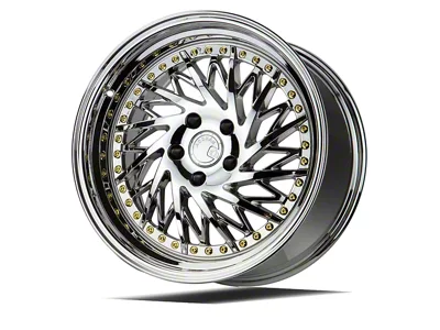 Aodhan DS03 Vacuum Chrome with Gold Rivets Wheel; Passenger Side; 18x9.5; 30mm Offset (24-25 Mustang GT, EcoBoost)