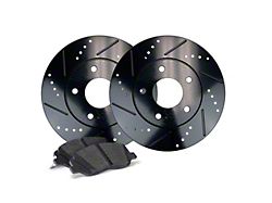 Apex One Elite Cross-Drill and Slots Brake Rotor and Friction Point Pad Kit; Rear (05-10 Mustang; 11-12 Mustang GT500)