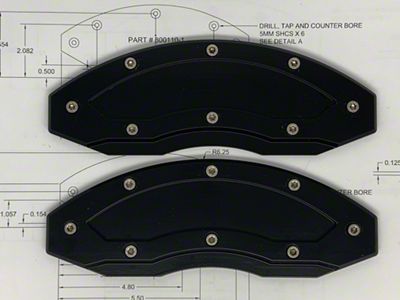 Apex Overlay Gen III Brake Caliper Overlays; Black; Rear (05-25 Mustang, Excluding GT350 & GT500)