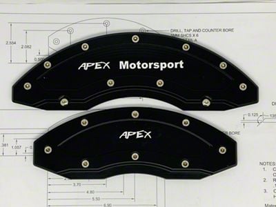 Apex Overlay Gen III Brake Caliper Overlays; Black; Front and Rear (05-24 Mustang, Excluding GT350 & GT500)