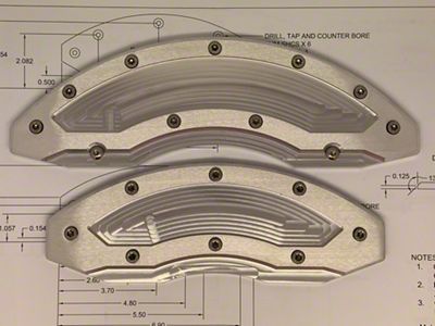 Apex Overlay Gen III Brake Caliper Overlays; Raw; Front and Rear (05-14 Mustang GT w/o Performance Pack, V6)