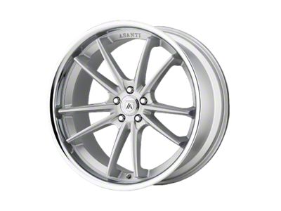 Asanti Sigma Brushed Silver with Chrome Lip Wheel; Rear Only; 20x10.5; 20mm Offset (08-23 RWD Challenger, Excluding Widebody)