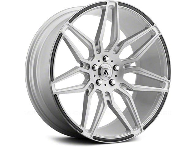 Asanti Sirius Brushed Silver with Carbon Fiber Insert Wheel; Rear Only; 22x10.5 (08-23 RWD Challenger, Excluding Widebody)