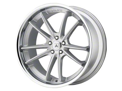 Asanti Sigma Brushed Silver With Chrome Lip Wheel; Rear Only; 22x10.5; 25mm Offset (11-23 RWD Charger, Excluding Widebody)