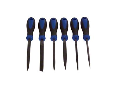 Assenmacher Tools File Set with Blue Ergonomic Handles; 6-Piece