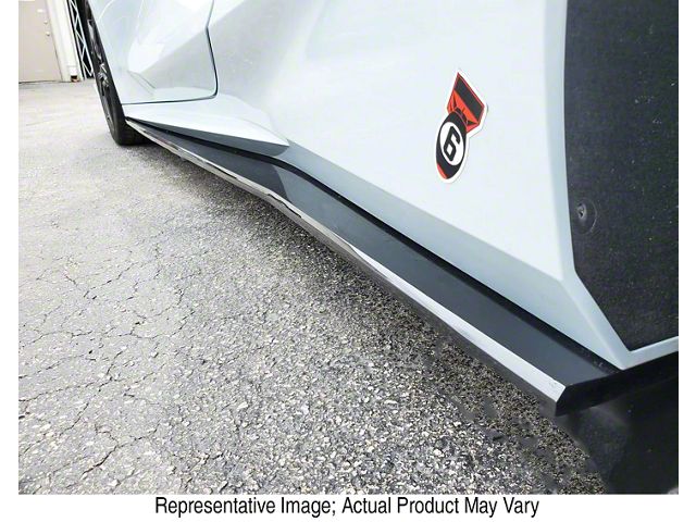 Atomic 6 Carbon V3.06 No-Drill Side Skirts; Visual Carbon Fiber (20-24 Corvette C8)