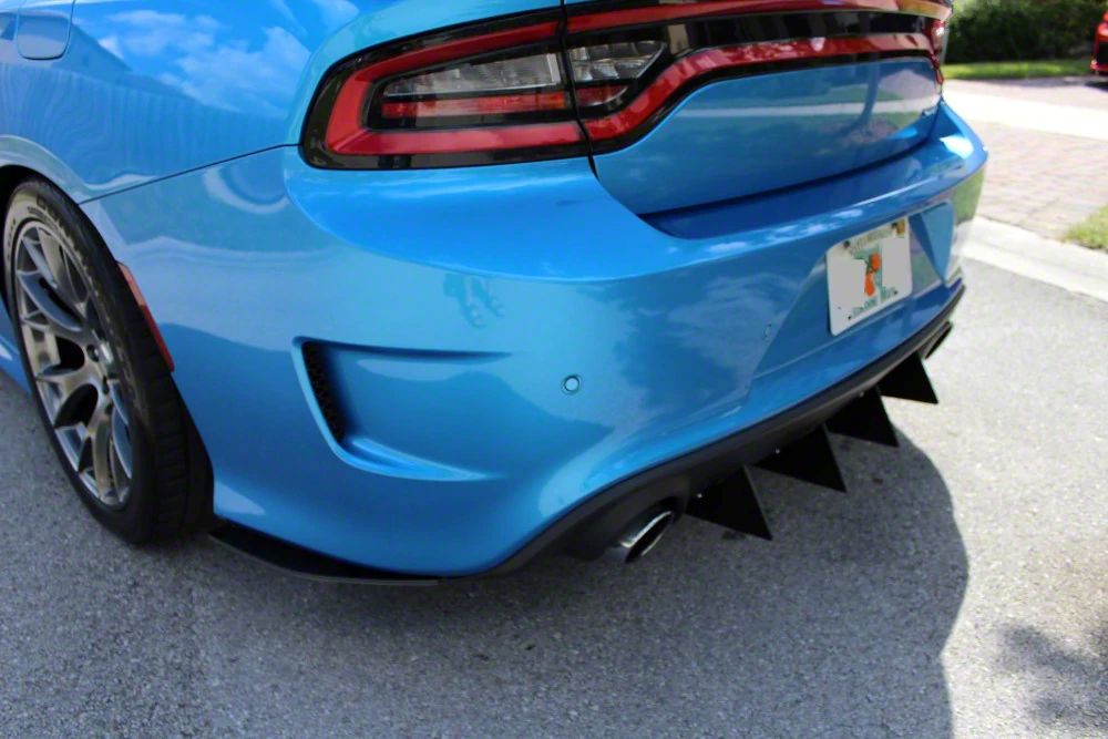 thumbnail image 2 of Factory Style Rear Diffuser For 2015-2023 Dodge Charger - With White Reflective Tape (PP Plastic, New) 2 of 5