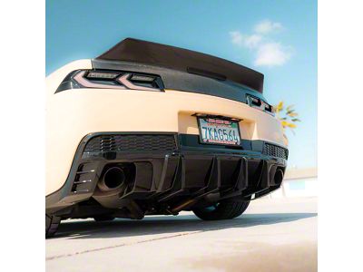 Evo Style Shark Fins Rear Diffuser; Gloss Black (14-15 Camaro)