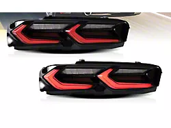 Auto Addict USA Velox LED Tail Lights; Gloss Black Housing; Red Lens (19-24 Camaro)