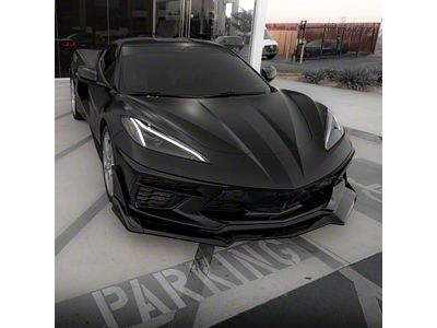 Evo Style Front Lower Chin Splitter; Gloss Black (20-25 Corvette C8 Stingray)