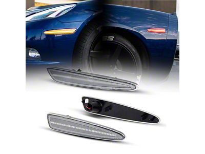 LED Side Marker Lights; Clear (05-13 Corvette C6)