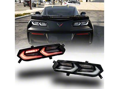 Umbra LED Tail Lights; Black Housing; Clear Lens (14-19 Corvette C7)