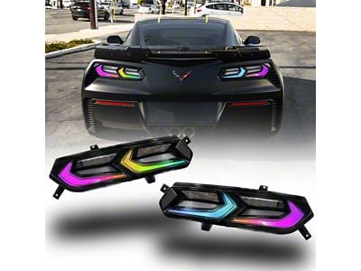 Umbra RGB LED Tail Lights; Black Housing; Clear Lens (14-19 Corvette C7)